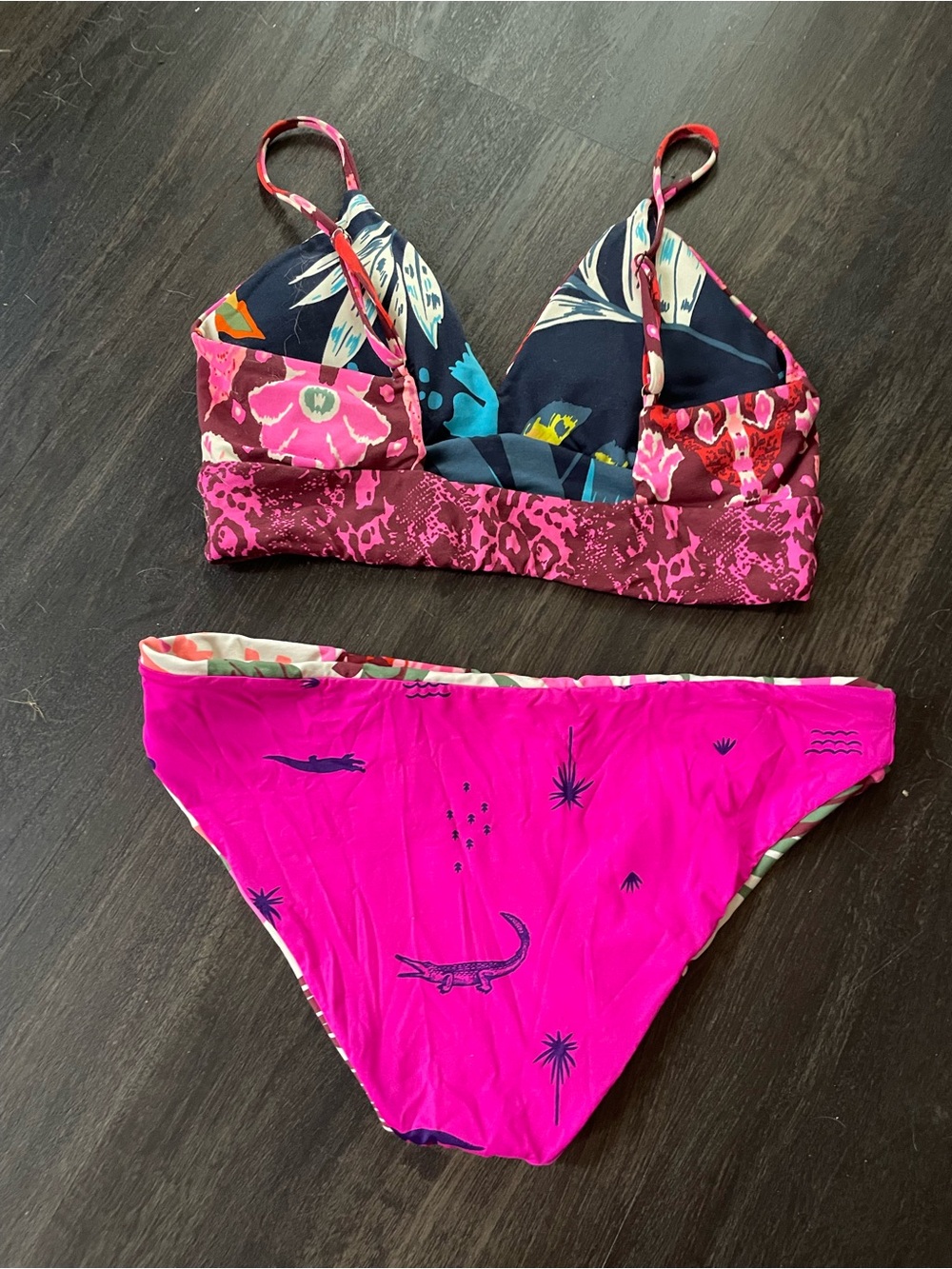Maaji Pink Floral & Magenta Reversible Bikini Set - Picture 4 of 5